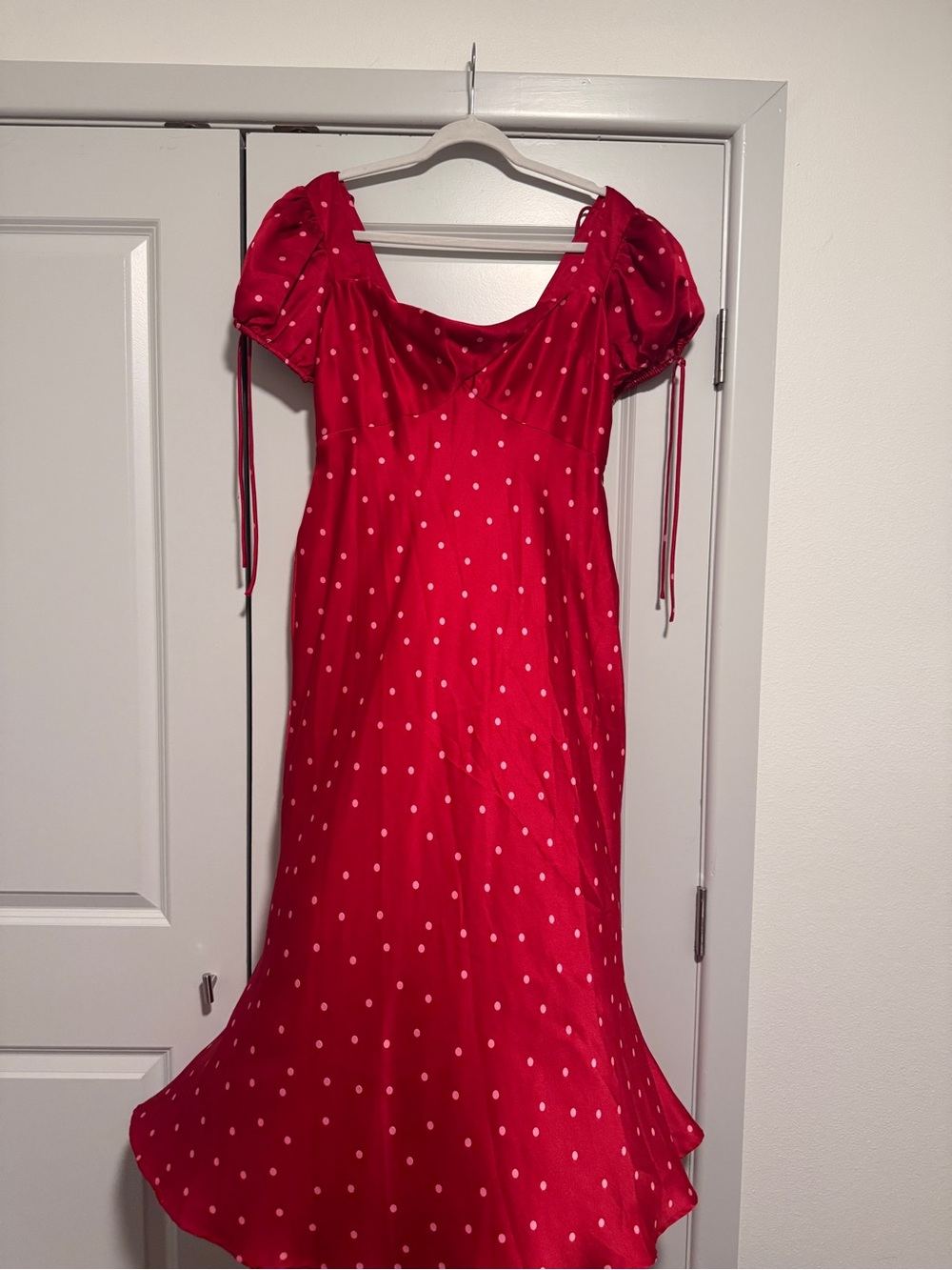 Maternity Red Polka Dot Puff Sleeve Dress